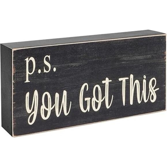 Motivational Home Office Desk Black Decor - Farmhouse Wooden Box Sign Gift - Picture 7 of 7